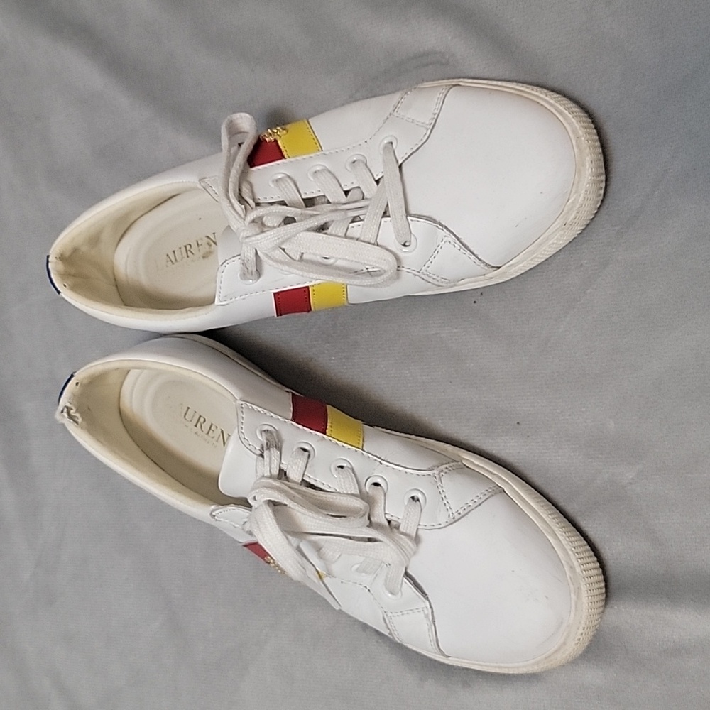 Ralph Lauren Leather Sneakers, Size 10, Color White, Cow Leather